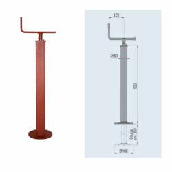 Béquille tube carré 50 500kg, course 300mm