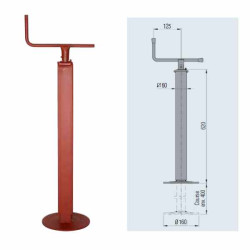 Béquille tube carré 60 800kg, course 400mm