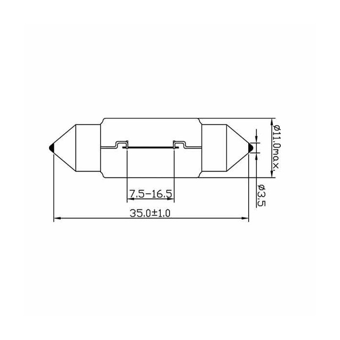 Ampoule navette C5W SV8.5 43mm 5W 12 Volts - UA17816 