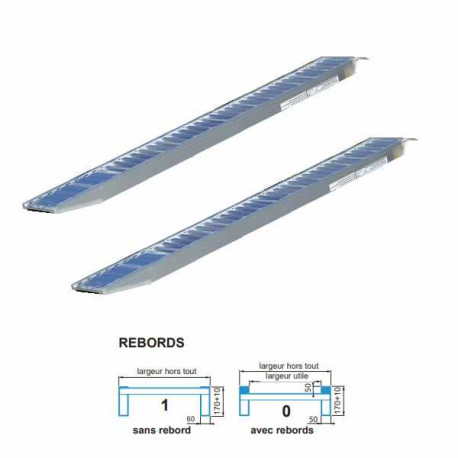 Rampes de chargement alu 3885mm avec rebord 5t2