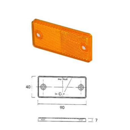 Catadioptre orange rectangulaire 90x40 mm