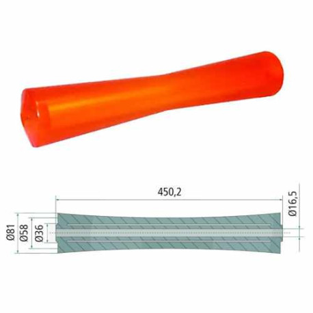 Diabolo orange 450,2 x Ø 81-58 mm Alésage 16,5