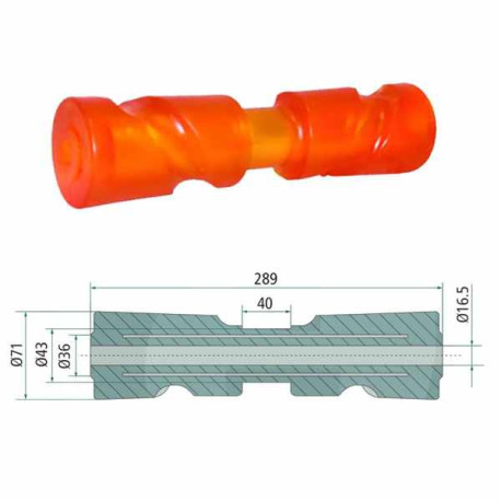 Diabolo orange 289 x Ø 71-43 mm Alésage 16,5