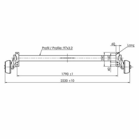 Essieu freiné AL-KO Tandem 2x1300kg EAB 1790mm 4X130