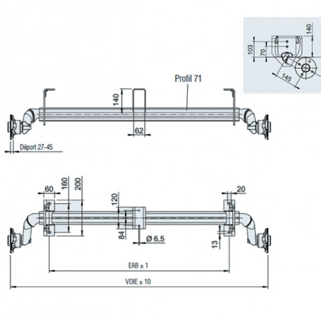 Essieu alko 750kg ubr700 4x100
