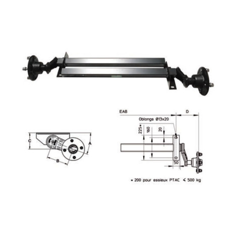 Support de plaque d'immatriculation noir pour essieux de roue de 20 mm