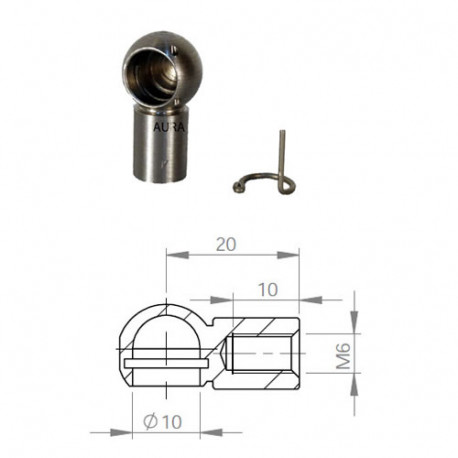 Cage à rotule D.10 filetage M6