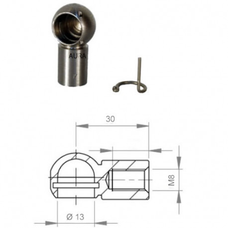 Cage à rotule D.13 filetage M8