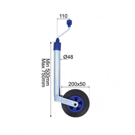Roue Jockey VALERYD Ø 48mm galet 200x50