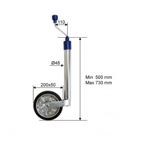 Roue Jockey VALERYD Ø 48mm galet 200x50 charge 150kg