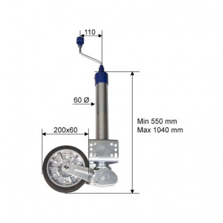 Roue Jockey VALERYD Ø 60mm galet 200x60