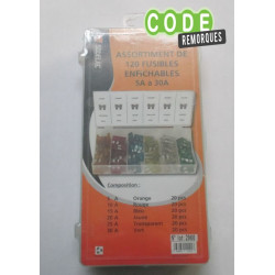 Assortiment de 120 fusibles enfichables 5A à 30A