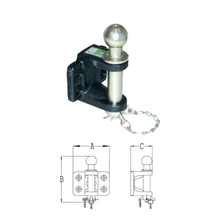 Chape d'attelage mixte 4 trous 17mm EA 90x50mm