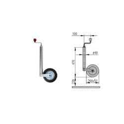 Roue Jockey AL-KO Compact diamètre 48mm Galet acier