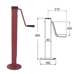 Béquille tube carré 60 800kg, course 320mm