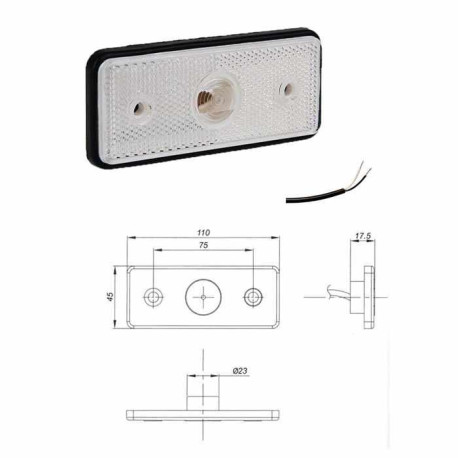 Feu de position LED 110x45 Blanc