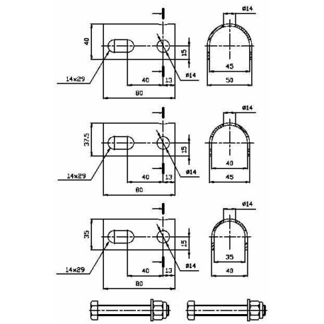 Lot de 3 entretoises 35/40/45 mm