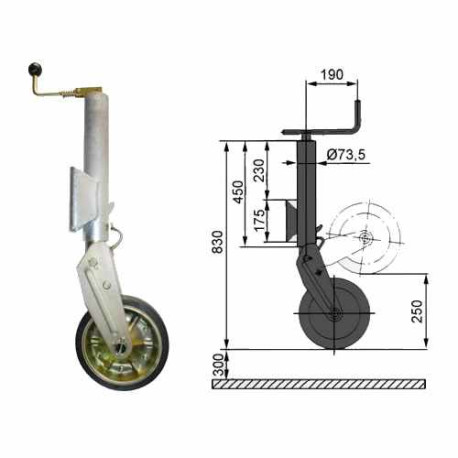 Roue Jockey AL-KO diamètre 73mm 800kg