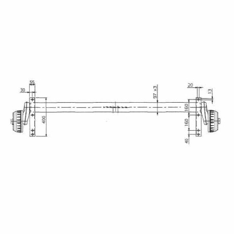 Essieu 1350kg freiné EAB 1740 Voie 2150mm