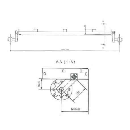 Essieu 500kg EAB 1452 Voie 1732mm