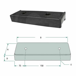 Patin simple noir 300x100 remorque bateau