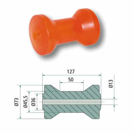 Diabolo orange 127 x Ø 73-45,5 mm Alésage 13