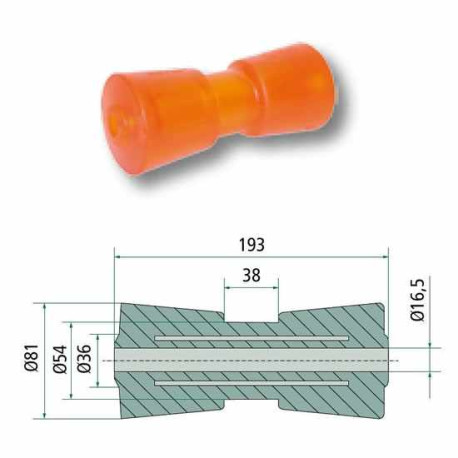 Diabolo orange 193 x Ø 81-54 mm Alésage 16,5