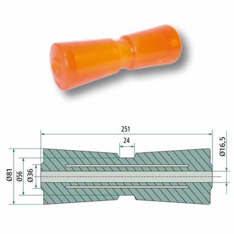 Diabolo orange 251 x Ø 81-56 mm Alésage 16,5