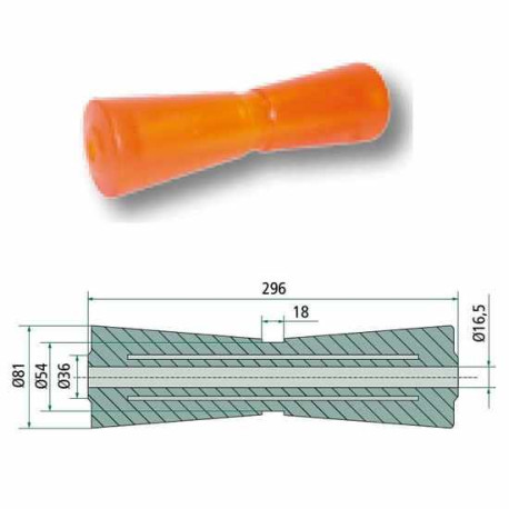 Diabolo orange 296 x Ø 81-54 mm Alésage 16,5