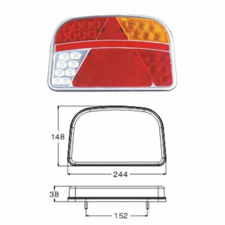 Feu LED 7 fonctions 12/24V Droit