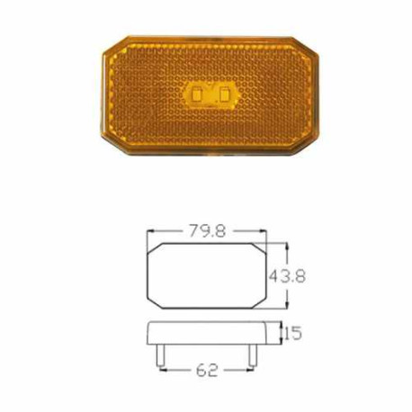 Feu de position Orange LED 80x44