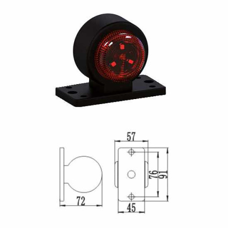 Feu de gabarit Rouge/Blanc 6 LEDS 12/24V