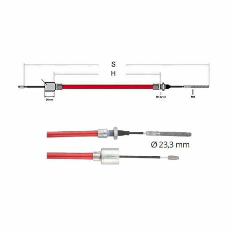 Câble de frein compatible ALKO 890/1100mm cloche 26mm